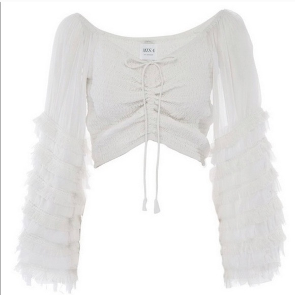 Misa Los Angeles Anahi white ruffle blouse top NWOT - Picture 1 of 7